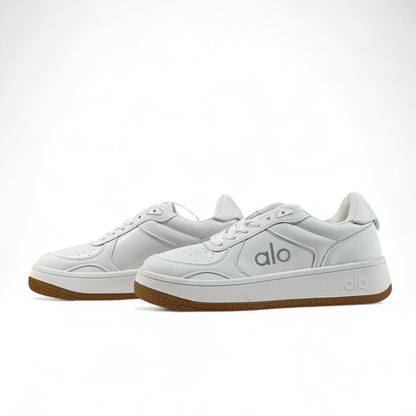 Alo White Leather Sneakers 👟✨ Unisex with Gum Sole