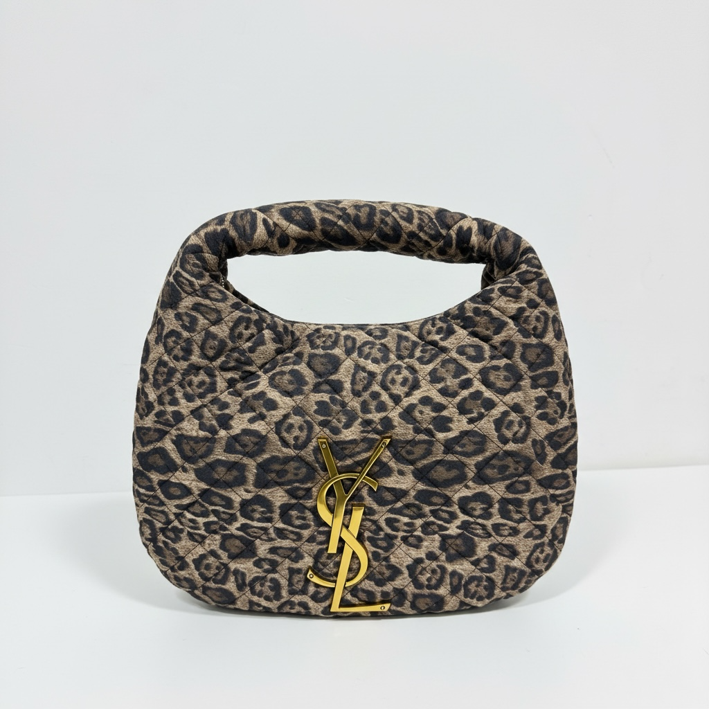Leopard Quilted Hobo Bag with Gold YSL Logo 🐆✨
