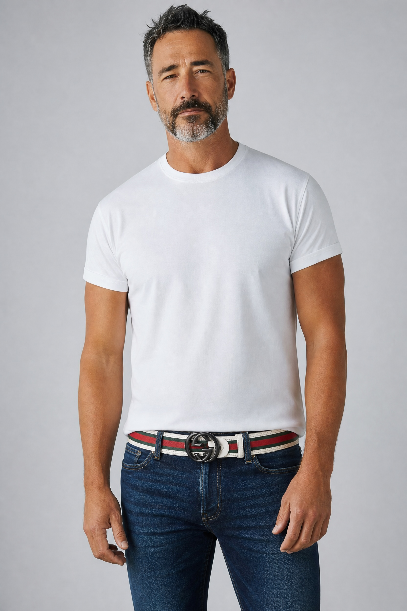 Gucci White Belt with Iconic Web Stripe & black Buckle ✨ |