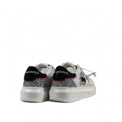✨ Karl Lagerfeld Glitter Icon Sneakers – White & Silver Spark Edition ✨