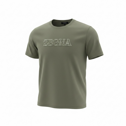 ZEGNA Olive Green Logo T-Shirt 🫒✨ Premium Minimal Fit