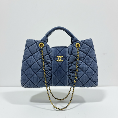 Chanel Quilted Denim Mini Top-Handle Bag with Chain Strap 💙✨