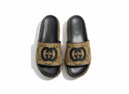 Gucci GG Canvas Platform Slides 🖤✨