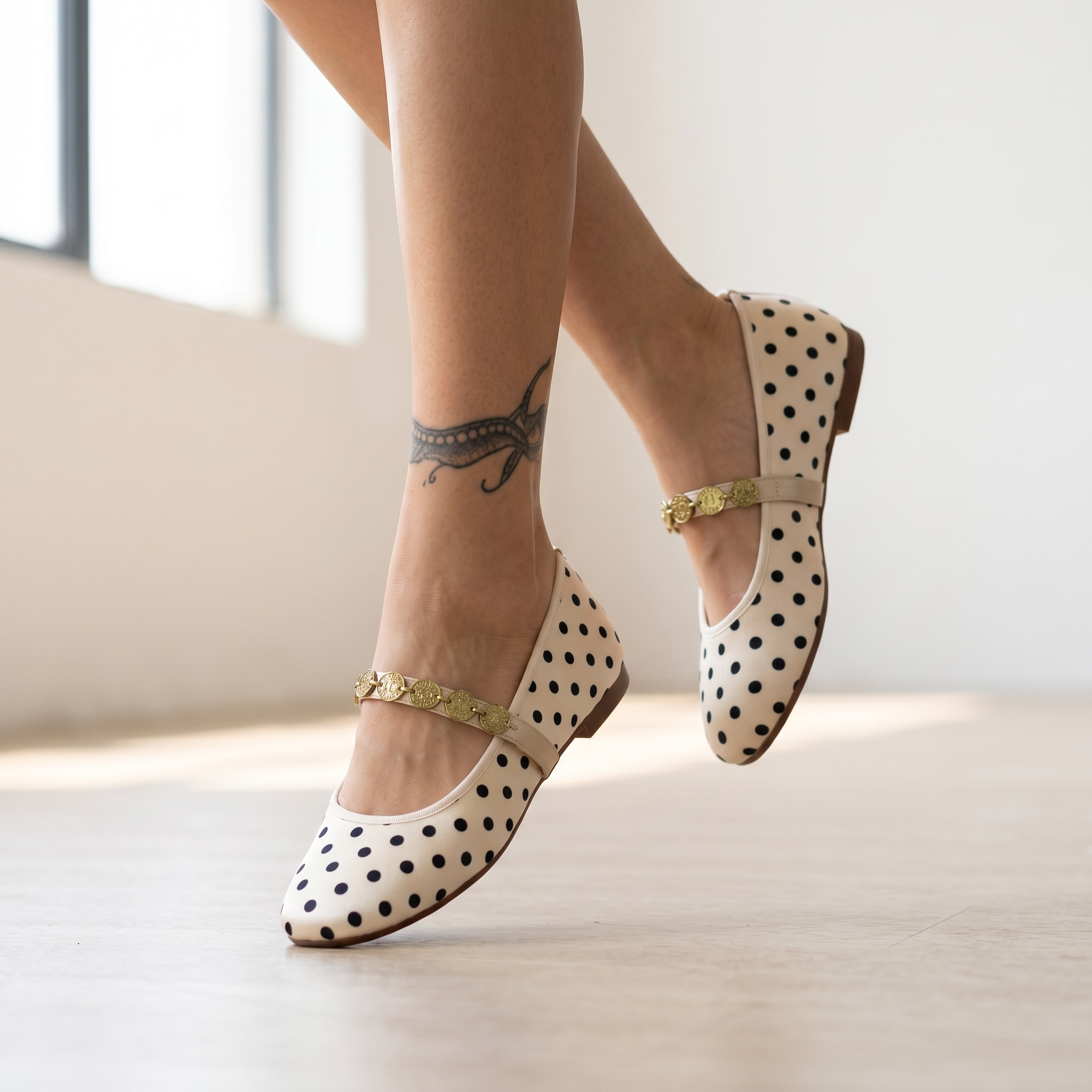 Elegant Polka Dot Ballet Flats ✨🤍