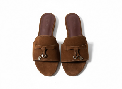 LORO PIANA Style Brown Suede Slides 🤎✨ | Minimal Luxury Edition
