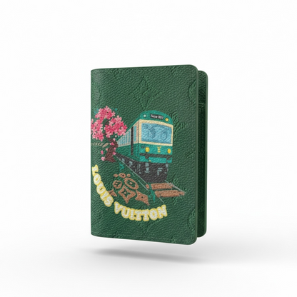 Louis Vuitton Style Green Graphic Passport Holder Wallet 💚✨