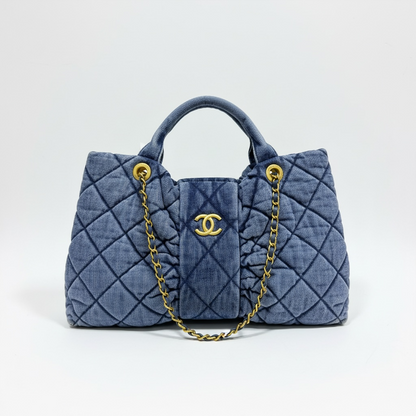 Chanel Quilted Denim Mini Top-Handle Bag with Chain Strap 💙✨