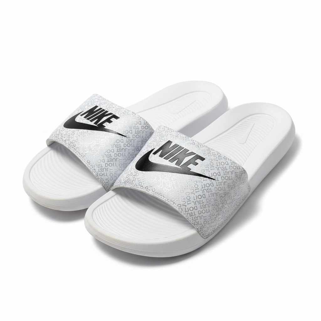 Nike White Logo Print Slides 🤍🖤 | Clean Sport Summer Essential 👟🔥
