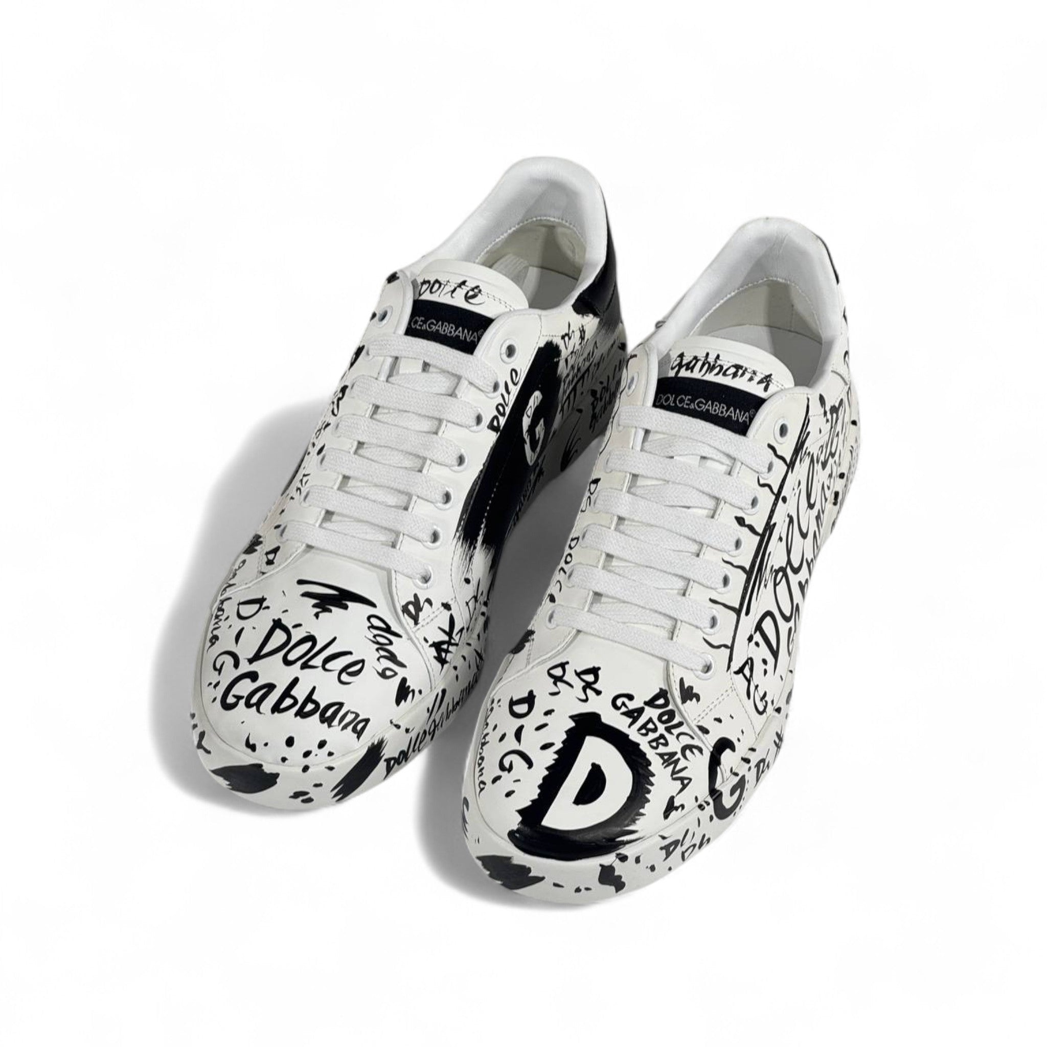 Dolce & Gabbana Graffiti Low-Top Sneakers – White/Black Limited Edition 🎨👟