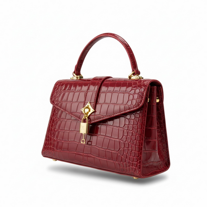Louis Vuitton Crocodile-Embossed Top-Handle Bag – Deep Red 👜❤️