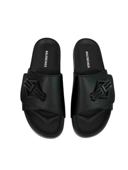 Balenciaga BB Logo Slide Sandals – All Black Edition 🖤🔥