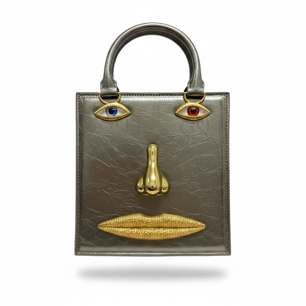 Schiaparelli Metallic Face Mini Tote – Champagne Gold Surreal Edition 👁✨