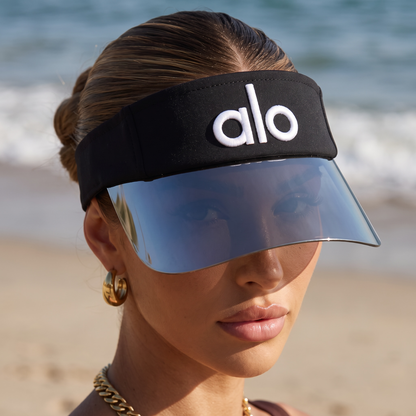 Alo Yoga Black Cap with Metallic Visor 🧢✨ | Futuristic Unisex Fashion Hat