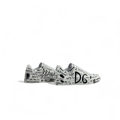 Dolce & Gabbana Graffiti Low-Top Sneakers – White/Black Limited Edition 🎨👟