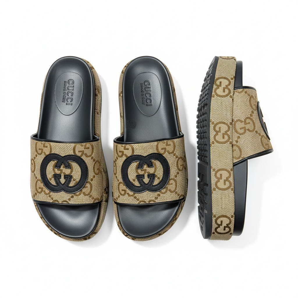 Gucci GG Canvas Platform Slides 🖤✨