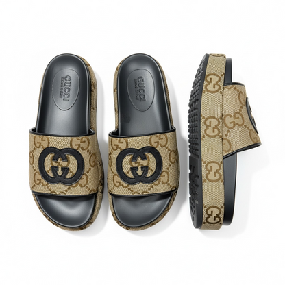 Gucci GG Canvas Platform Slides 🖤✨