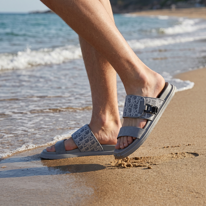 Dior Oblique Grey Slide Sandals – Luxury Designer Summer Slippers ✨🩶