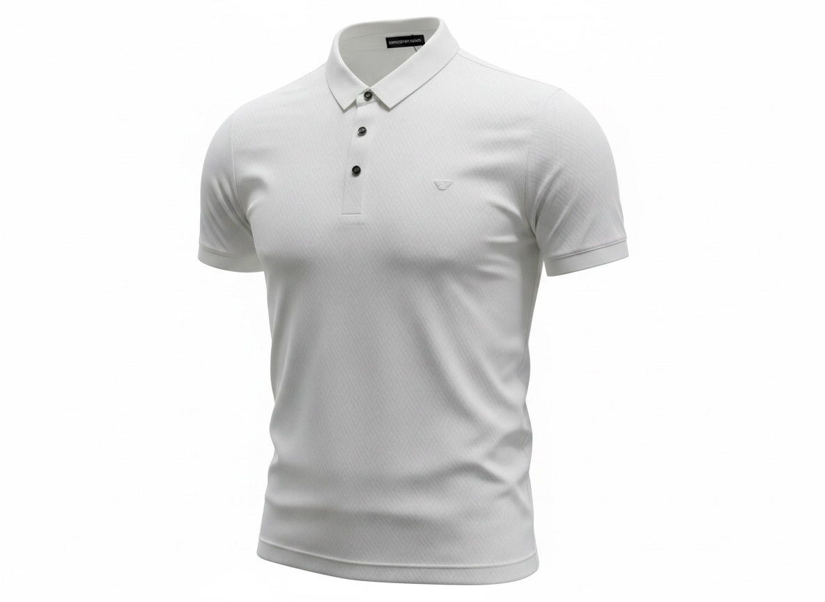 Emporio Armani White Textured Polo Shirt 🤍✨ Premium Signature Fit