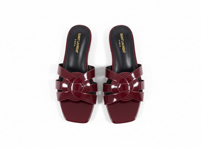 SAINT LAURENT Interlaced Patent Slides 🖤✨ | Glossy Statement Flats