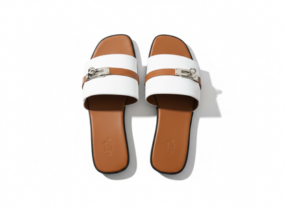 HERMÈS Inspired Oran Lock Sandals 🤍🤎 | Classic Contrast Edition