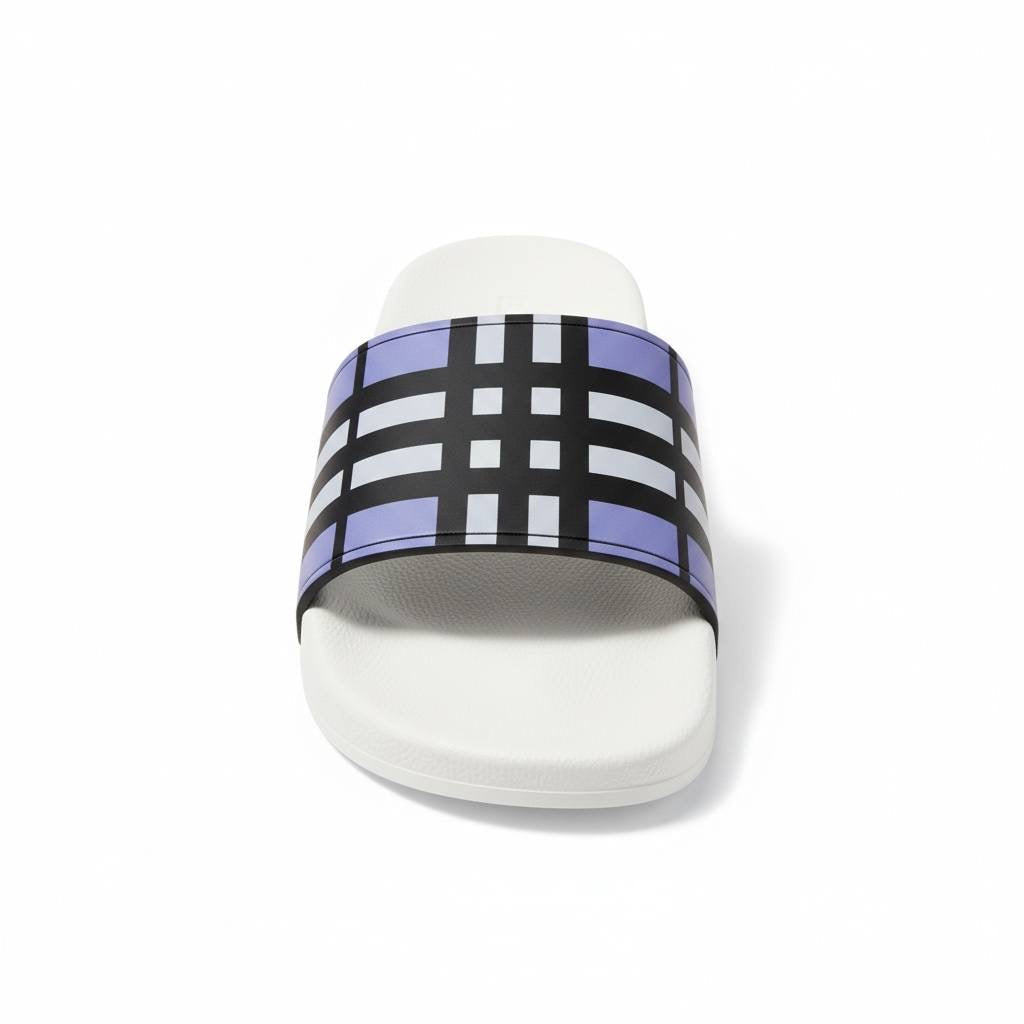 Burberry Check Slides – White & Lavender Edition 🤍💜