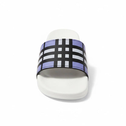 Burberry Check Slides – White & Lavender Edition 🤍💜