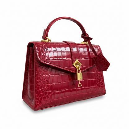 Louis Vuitton Crocodile-Embossed Top-Handle Bag – Deep Red 👜❤️