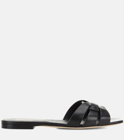 SAINT LAURENT Interlaced Leather Slides 🖤✨ | Minimal Luxury Essential