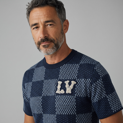 Louis Vuitton LV Knit Checkerboard Tee – Navy Monogram Style