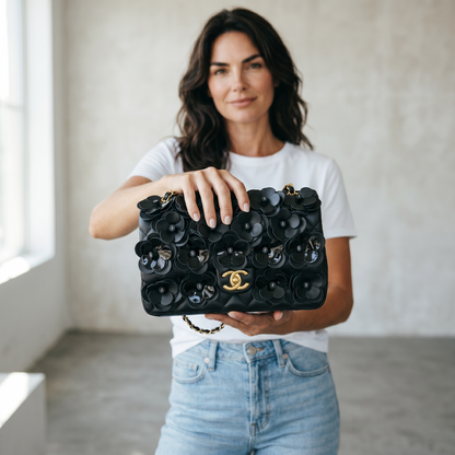 Chanel Black Camellia Statement Bag 🖤✨