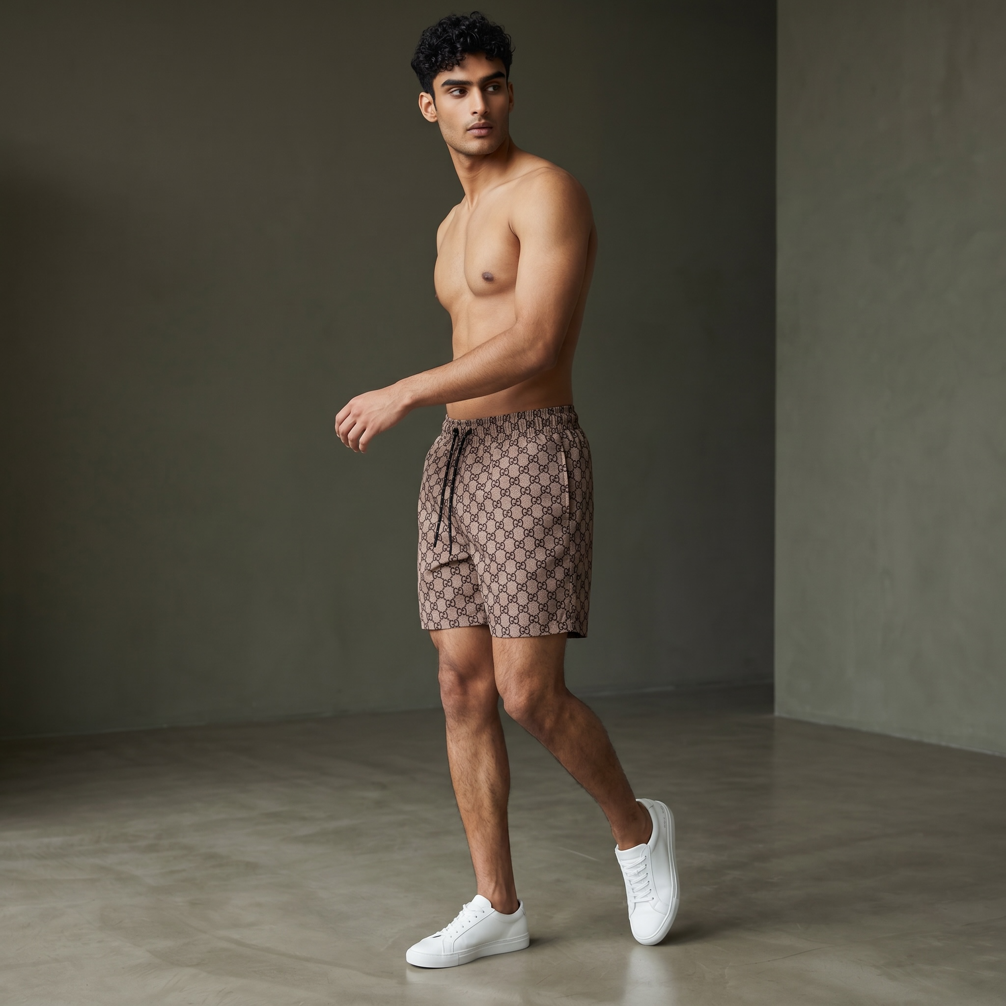 Gucci Monogram Swim Shorts – Sand Brown Edition 🌊