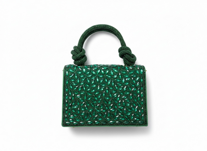 Emerald Crystal Mini Top Handle Bag 💚✨ | Statement Evening Piece