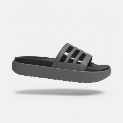 Adidas Striped Slides – Grey & Black Edition 🩶🖤