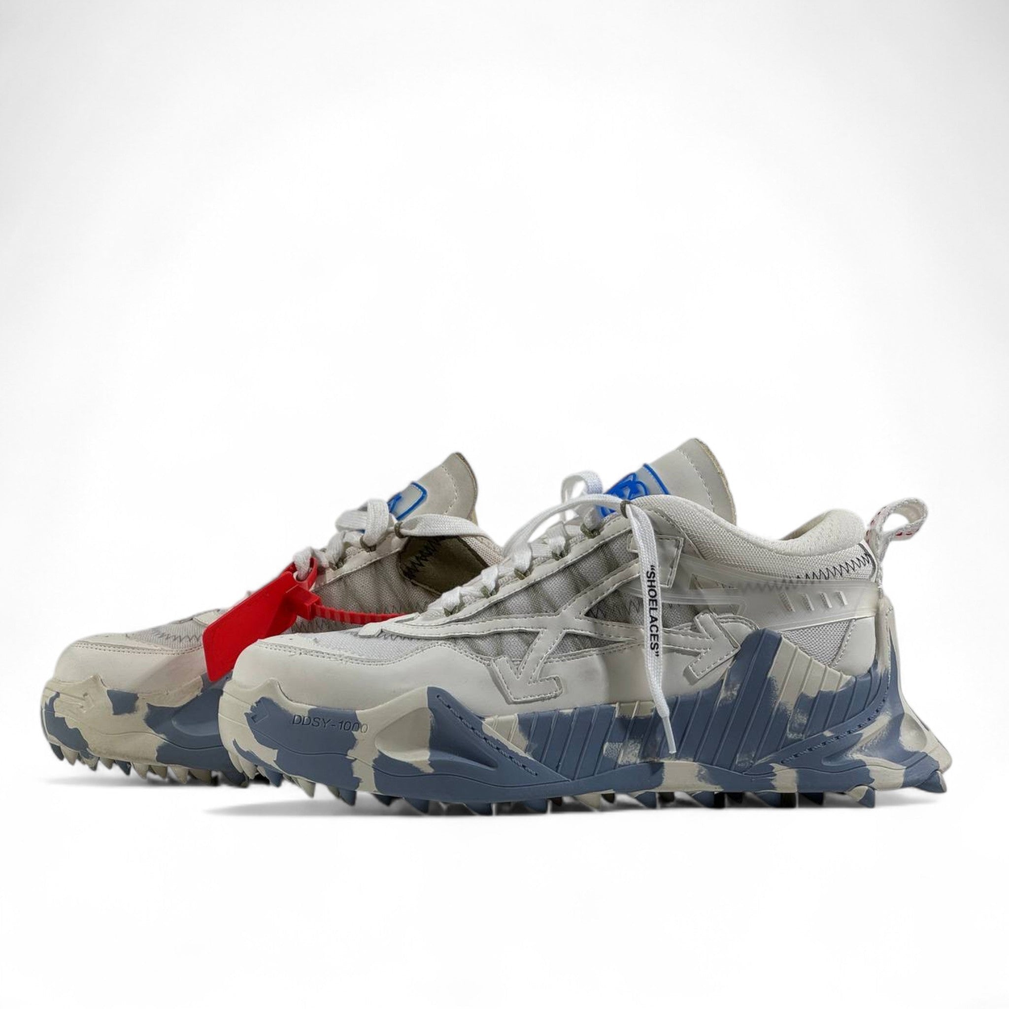 Off-White ODSY-1000 Sneakers – White & Blue Camo Vibe ⚡👟