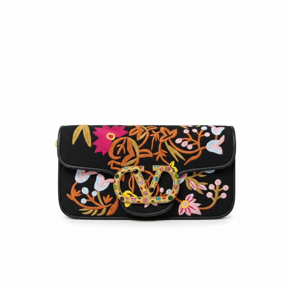 Valentino Handmade Floral Embroidered Clutch 🌸✨