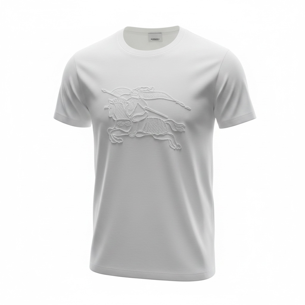 Burberry White Embroidered Knight T-Shirt 🤍✨ Premium Heritage Edition