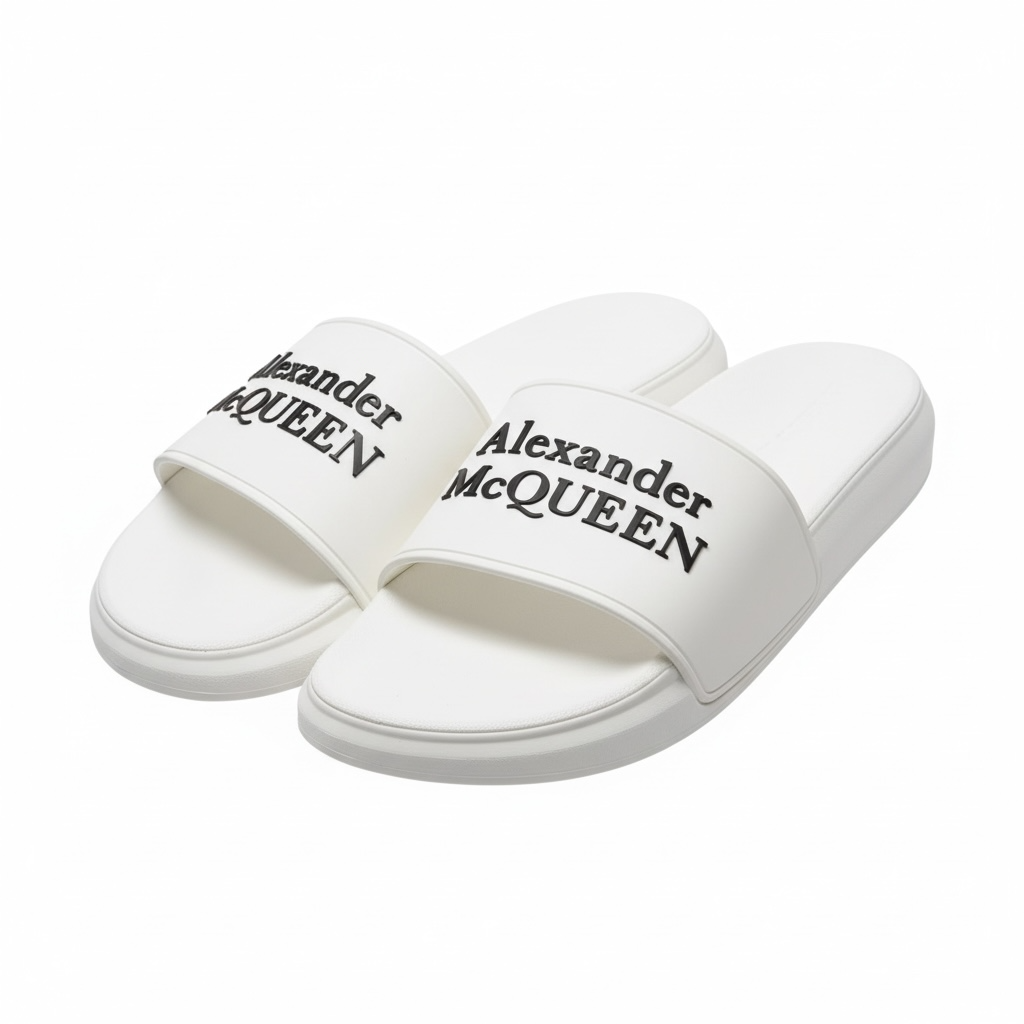 Alexander McQueen White Logo Slides 🤍✨ | Clean Luxury Summer Essential 👑🔥