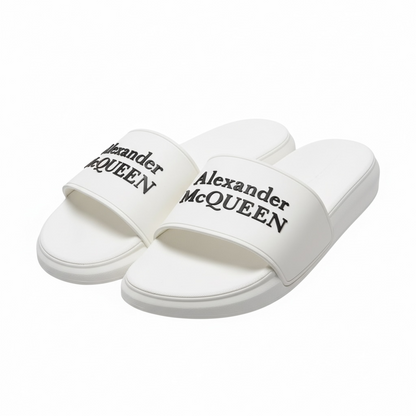 Alexander McQueen White Logo Slides 🤍✨ | Clean Luxury Summer Essential 👑🔥