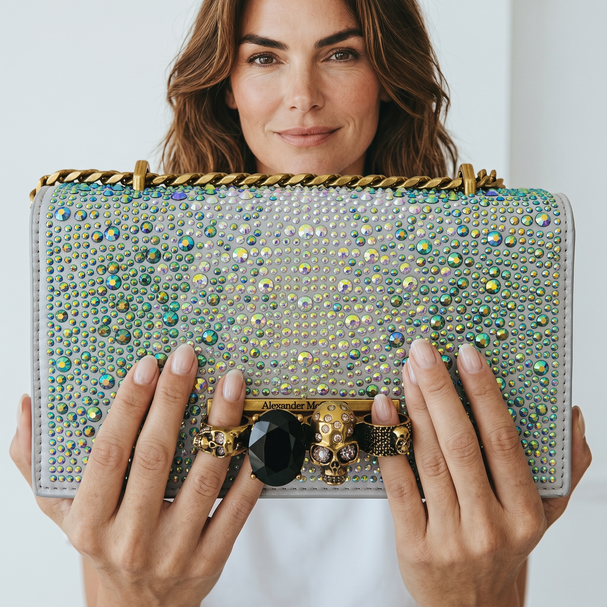 Alexander McQueen Aurora Crystal Skull Clutch ✨💎☠️