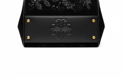 Tory Burch Black Embroidered Top-Handle Bag 🖤✨