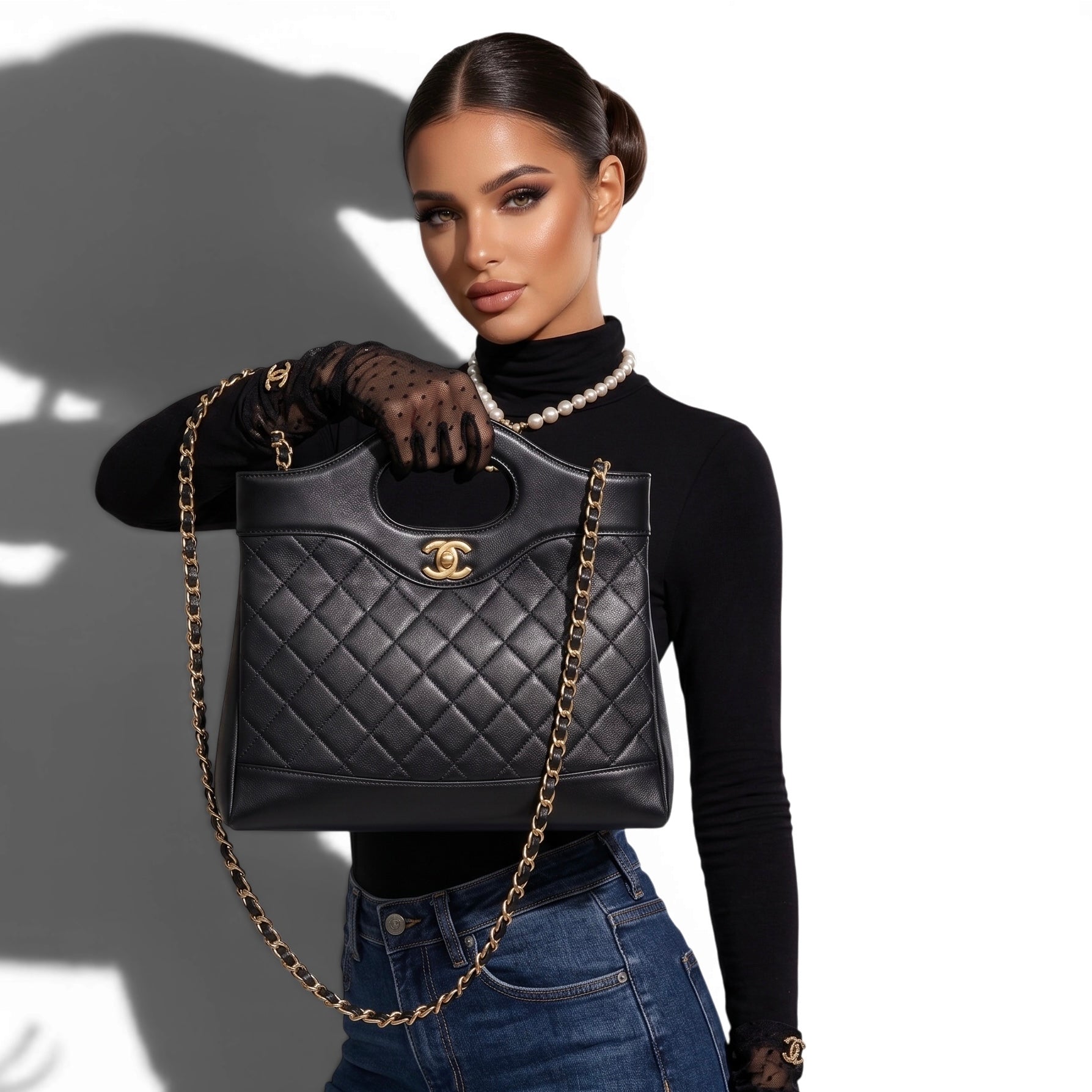 Chanel Quilted Black Tote Bag with Cut-Out Handle 🖤✨