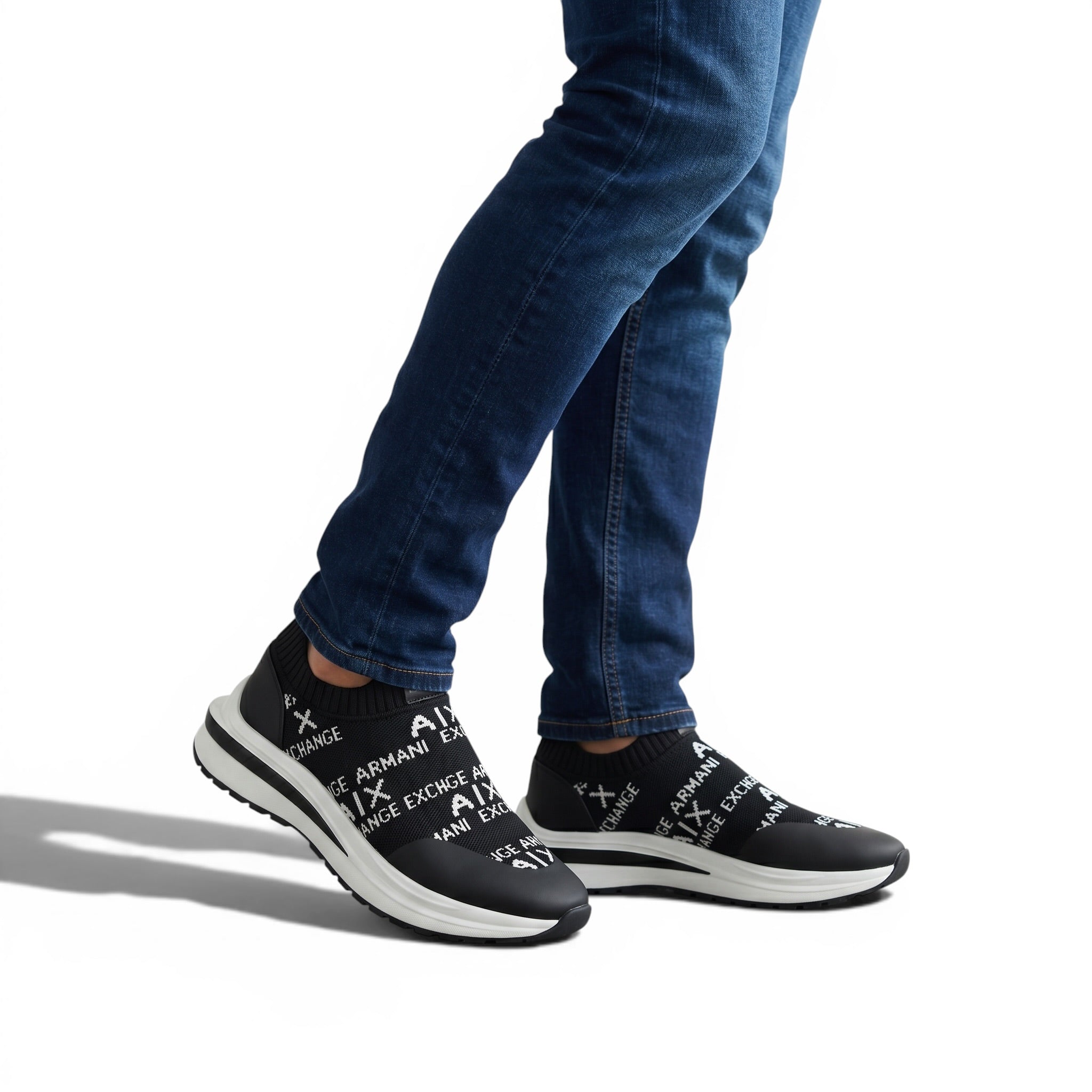 EA7 Armani Exchange-Inspired Slip-On Sneakers – Black Knit Comfort 🖤👟