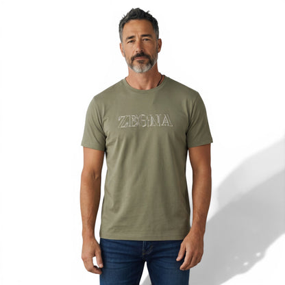 ZEGNA Olive Green Logo T-Shirt 🫒✨ Premium Minimal Fit