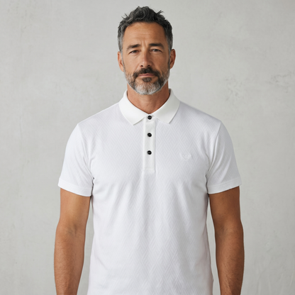 Emporio Armani White Textured Polo Shirt 🤍✨ Premium Signature Fit