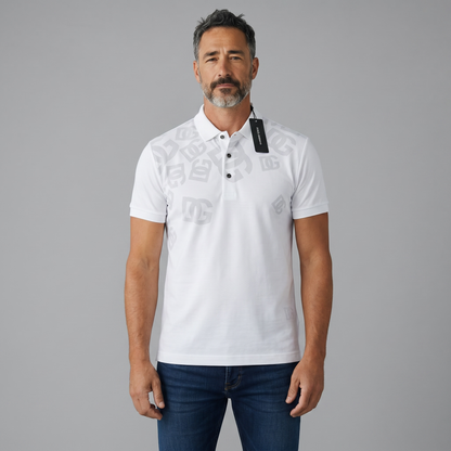 Dolce & Gabbana White Polo Shirt 🤍✨ Monogram Print Edition