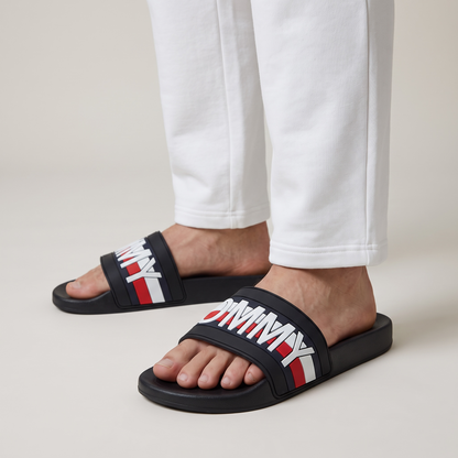 Tommy Hilfiger Logo Slides – Black Bold Edition