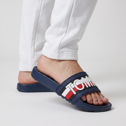 Tommy Hilfiger Navy Slides – Bold Logo Style for Men