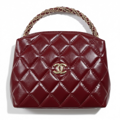 Chanel Burgundy Quilted Mini Top-Handle Bag – Glossy Classic Luxury Edition 🍷✨