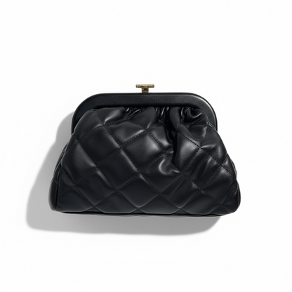 Chanel Black Quilted Clutch – Soft Pillow Leather with Gold CC Frame 🖤✨