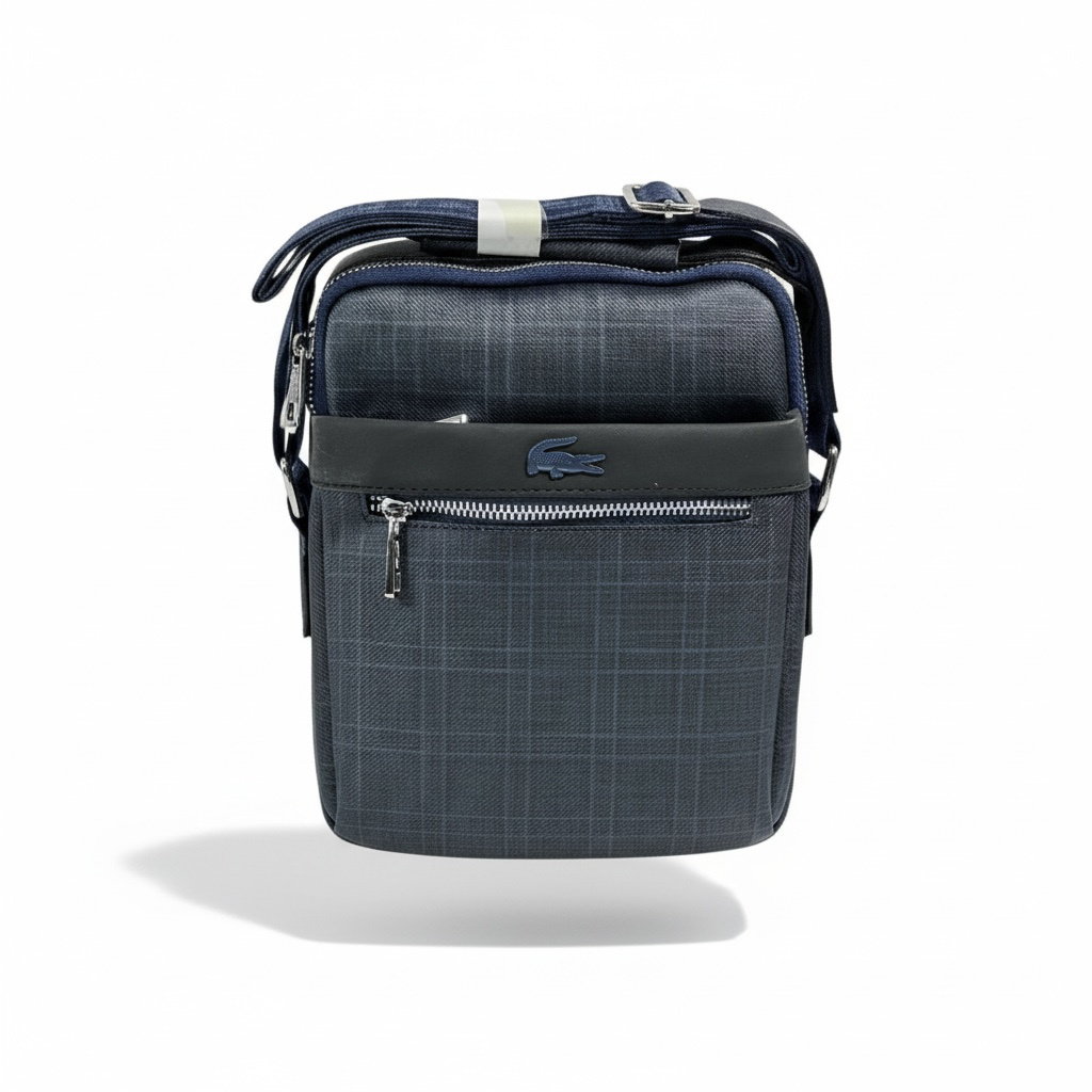 🐊 Lacoste Navy Check Crossbody Bag – Sporty Chic Meets Everyday Luxury